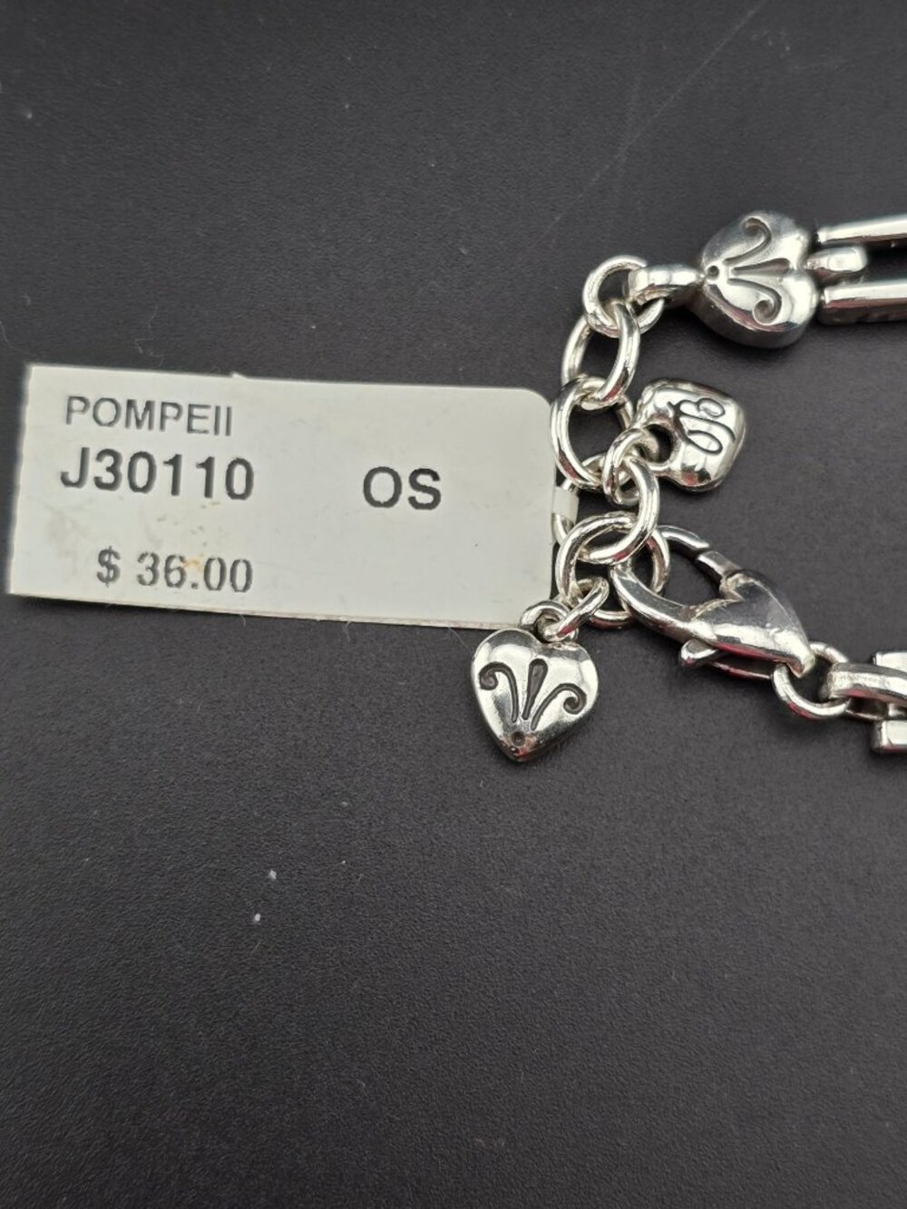 NWT Brighton Pompeii Silver-Tone Bracelet With Heart Charms & Ornate Links - Picture 6 of 7